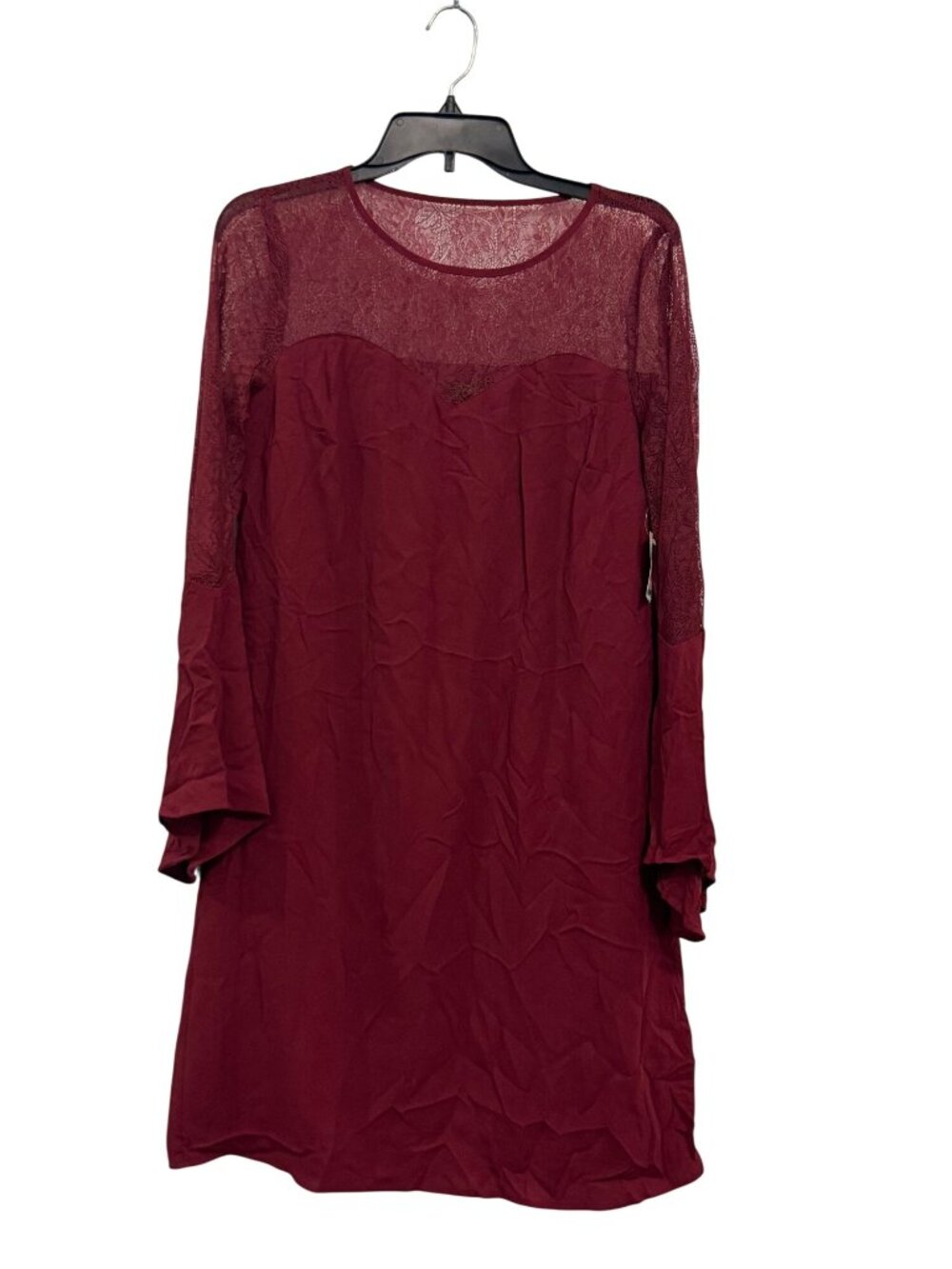 Thalia Sodi Burgundy Wine Lace Bell Sleeve Shift Dress Small